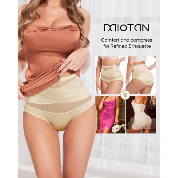 Women's High Waisted Panties 4 Pack Full Coverage Tummy Control Comfortable - Picture 6 of 7